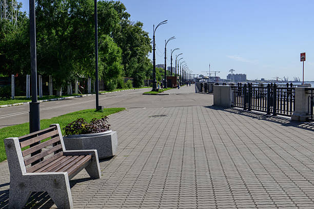 Amur River embankment.Blagoveshchensk,Russia, August 18, 2025
