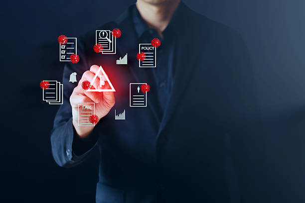istock Image shows a warning that a virus has attacked an important business document. 2232956700