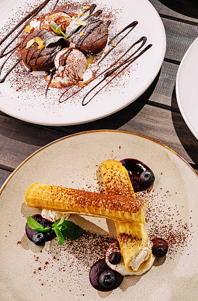 istock Desserts served at a trendy restaurant with elegant presentation at night 2232962762