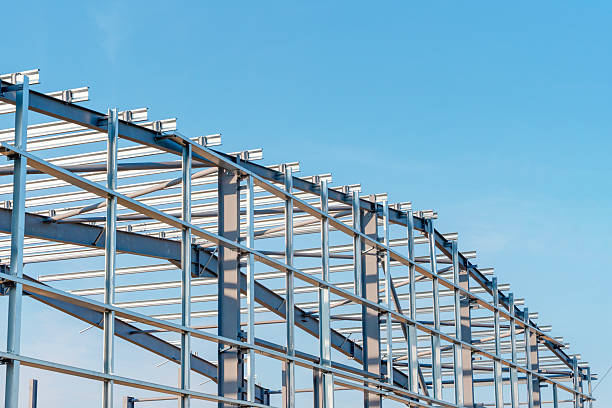 istock Construction process of new industrial building warehouse structure made of steel frame 2232962920
