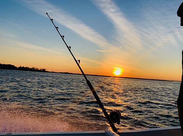 istock Fishing off the boat at sunset 2232965837