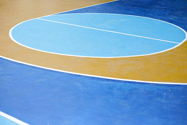 istock Painted basketball key area with boundary lines. 2232967165