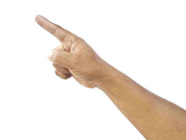 istock Man's hand gesture pointing isolated on white background 2232970426