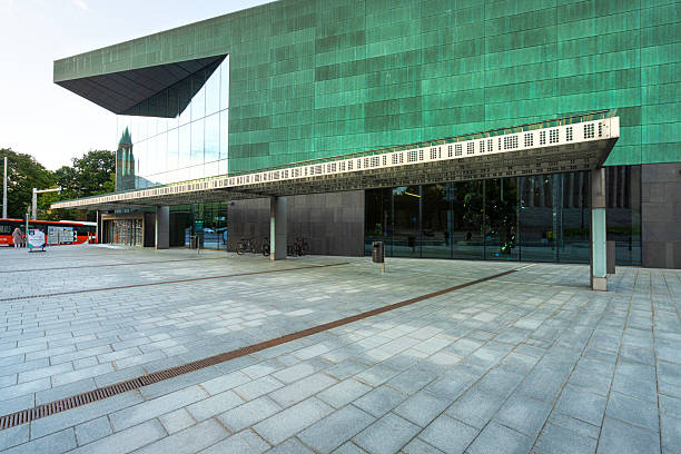 Helsinki, Finland. August 26 2025. ecyernal view of the modern archiotecture of Music Centre building in the city center