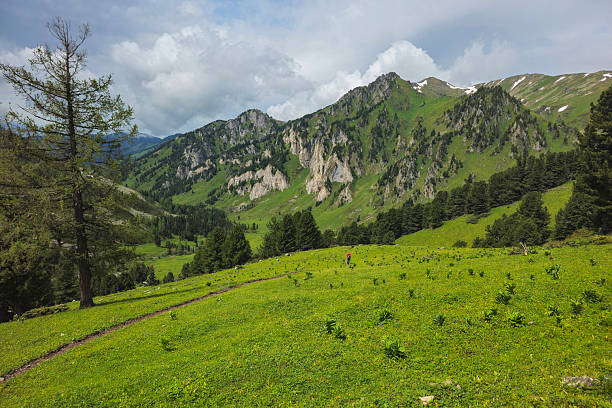 istock tourist walking down a slope in the distance 2232971871