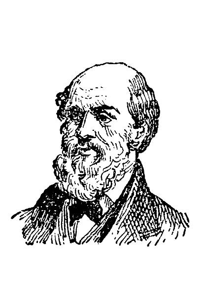 Charles Darwin (1809-1882), the pioneering naturalist and biologist who developed the theory of evolution by natural selection, old vintage illustration, 1897.