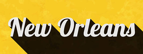 New Orleans. Text in a trendy vintage style. Beautiful retro illustration with an old textured yellow paper and a black long shadow (colors used: yellow, white and black). Vector Illustration (EPS file, well layered and grouped). Easy to edit, manipulate, resize or colorize. Vector and Jpeg file of different sizes.