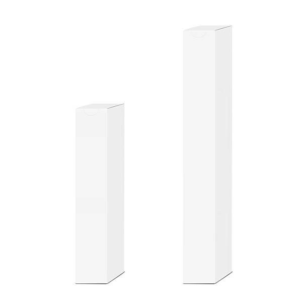 istock White blank tall narrow perforated paperboard box. 3d mockup. Tear perforation cardboard container packaging. Realistic vector mock-up. Easy opening carton package. Template for design 2232977351