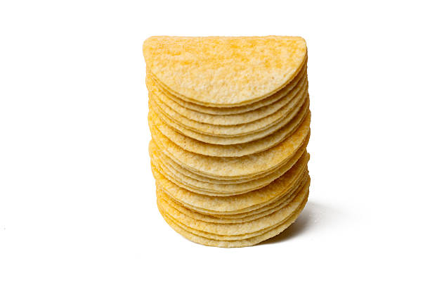istock Photo of potato chips taken with a high-resolution camera using the focus-stacking technique on a white background. 2232979634