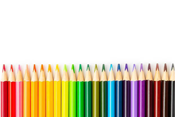 istock Colored pencils isolated on white background. Equipment for coloring. Stationery for creativity.Back to school. Flatlay. Children's Creativity and Education. Rainbow. 2232986414