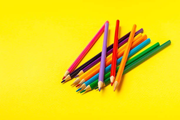 istock Colored pencils on a bright colored background. Equipment for coloring. Stationery for creativity.Back to school. Flatlay. Children's Creativity and Education. Rainbow.Space for text. Copy space. 2232986467