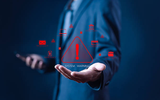 istock Cybersecurity alert concept showing a red warning sign for hacking, data breach, and online threats. Ideal for IT security, risk management, and digital safety content. system warning error 2232994961