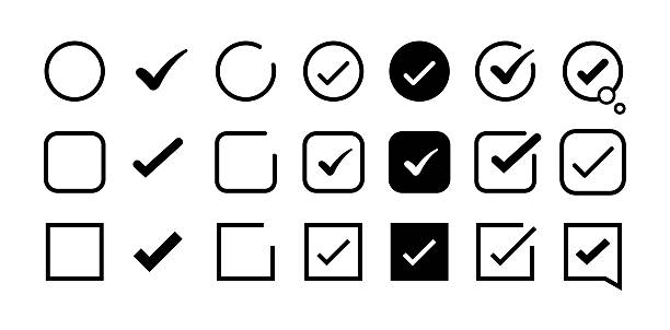 stockillustraties, clipart, cartoons en iconen met check mark icon set - markeringsteken