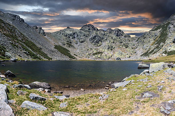 Laguna de los Caballeros at sunset. Gredos Mountains