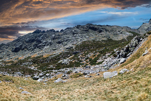 Mountain landscape at sunset. Riscos Morenos. Sierra de Gredos