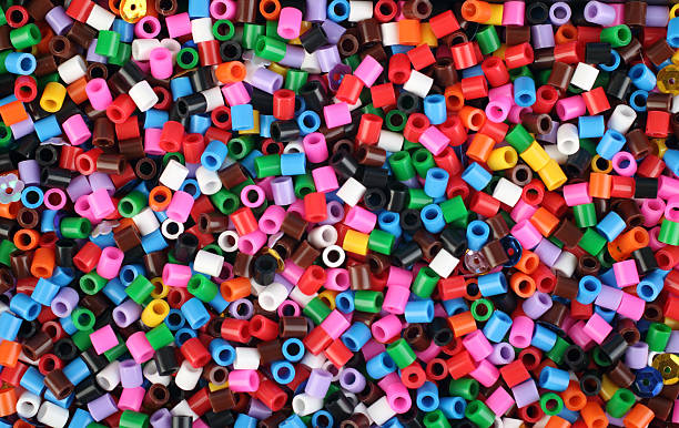 Colorful beads background. Variegated beads surface.Handicraft and hobby