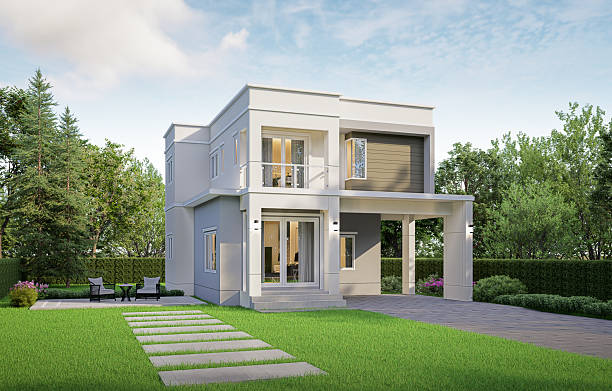 istock Modern house exterior daylight with lawn grass.3d rendering 2233018267