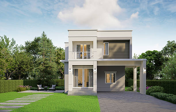 istock Modern house exterior daylight with lawn grass.3d rendering 2233018270