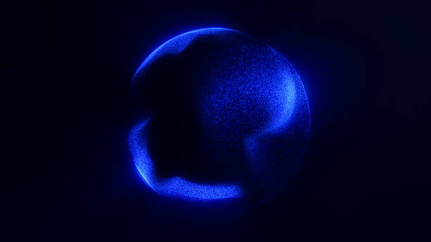 istock Abstract glowing blue sphere made of digital particles on dark background. Futuristic energy orb in sci-fi style for technology design. 2233020928