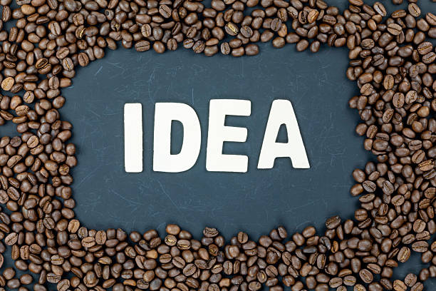 istock IDEA word on a dark background framed with roasted coffee beans. Creativity, innovation, brainstorming, and morning energy motivation concept. 2233026863