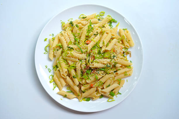Italian pasta plate on white background