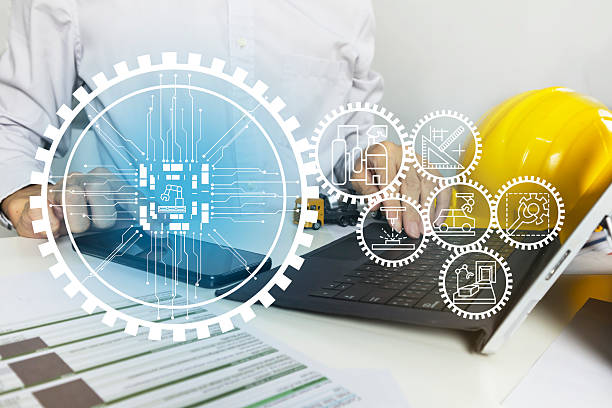 istock Using AI technology in the large machinery manufacturing industry for use in various business groups, power plants, factories, product manufacturing 2233038623