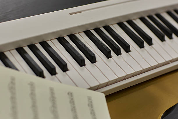 istock piano keyboard and music notes at records studio 2233042431