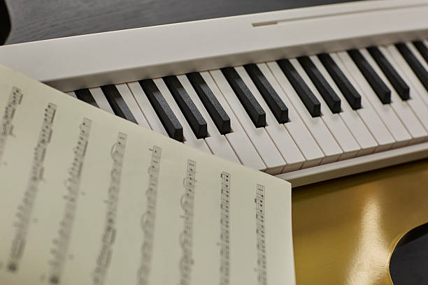 istock piano keyboard and music notes at records studio 2233042436