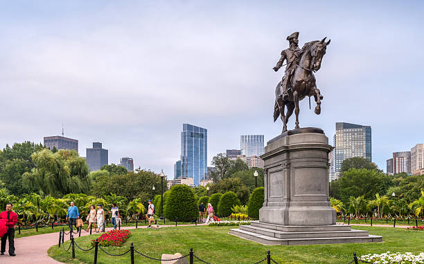 Boston, Massachusetts, USA - October 29, 2023: View of a statue from the Irish Famine Memorial, in the downtown of the city of Boston, Massachusetts.