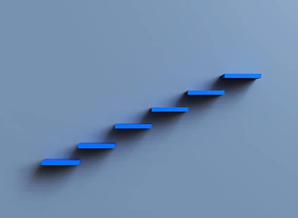 istock Stairs Rendered on the Gray Wall 2233057082