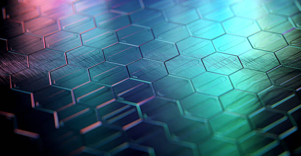 Empty Metallic textured surface background. Cyberpunk futuristic texture 3D rendering with neon vibrant colors