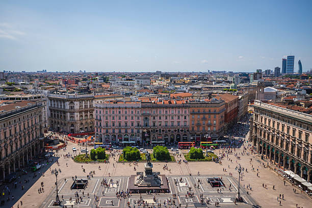 istock Panoramic View of Piazza del Duomo from Milan Cathedral 2233073640