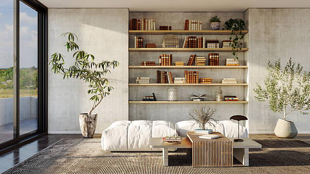 istock Large luxury modern bright interiors Living room mockup illustration 3D rendering image 2233077881