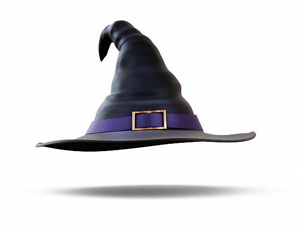istock Purple Belted Gold Buckle Leather Black Halloween Witch Hat, Object + Shadow Clipping Path 2233086185