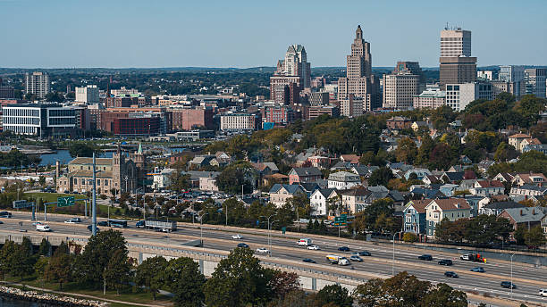 istock Providence Downtown distant view with highway 195 / i-195 with traffic on it. 2233089953