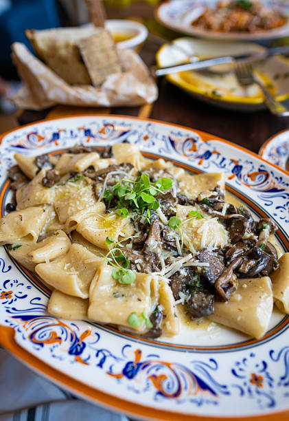 Italian pasta with mushrooms and herbs