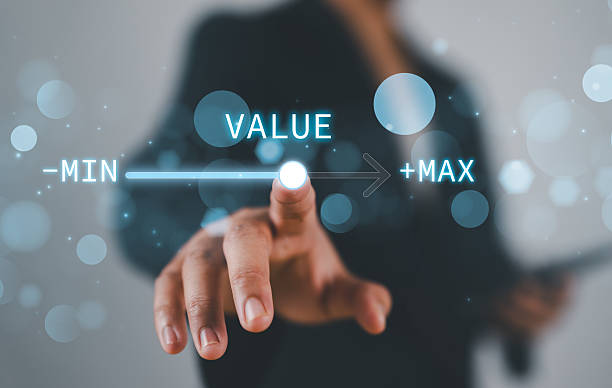 istock Business value added concept. Businessman touching virtual progress bar with the word value for business growth. Increase value, company value add, growth plan, grow sales product and service. 2233104523