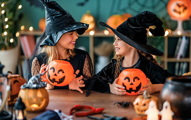 istock Two girls are celebrating Halloween 2233108260