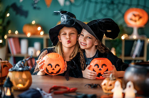 istock Two girls are celebrating Halloween 2233108276