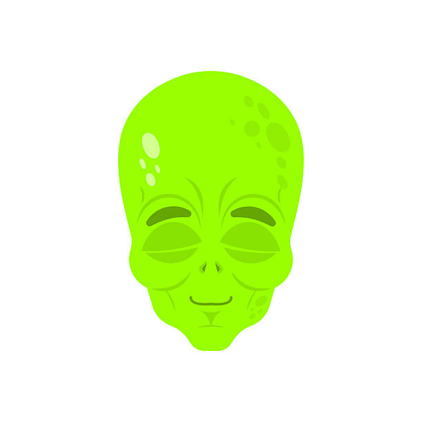 istock Alien sleeping emoji. UFO emoji sleeping. Space invader green eyes closed 2233110342