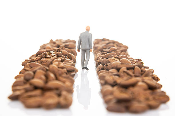 istock Miniature person navigating through roasted coffee beans in a surreal landscape 2233111592