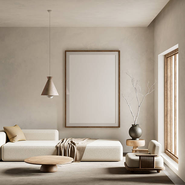 istock Minimalist Japandi Living Room Interior. 3D illustration 2233111835