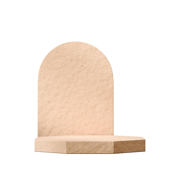 istock an image with pot and arch, of a 3d render mockup template brown color block shape 2233113234