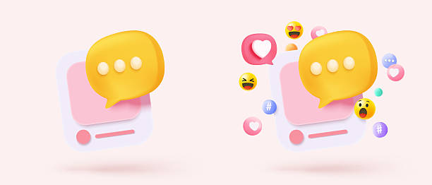 istock 3D speech bubbles with notice symbol signs icon on social media. Chat dialogue bubble or user reply sign for important feedback in reminder. 3d speech announce icon vector render illustration 2233113344