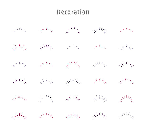 A set of semicircular sunburst illustrations.