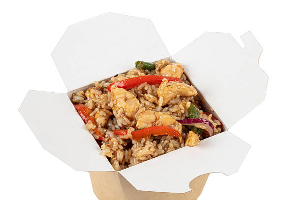 istock Wok in paper container on white background. Chinese noodles 2233118870