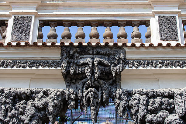 Prague, Czech Republic - April 30 2017: Dripstone Wall, artificial grotto imitating stalactites in baroque Waldstein Garden, surrounding 17th century Wallenstein Palace (Valdstejnska Zahrada)