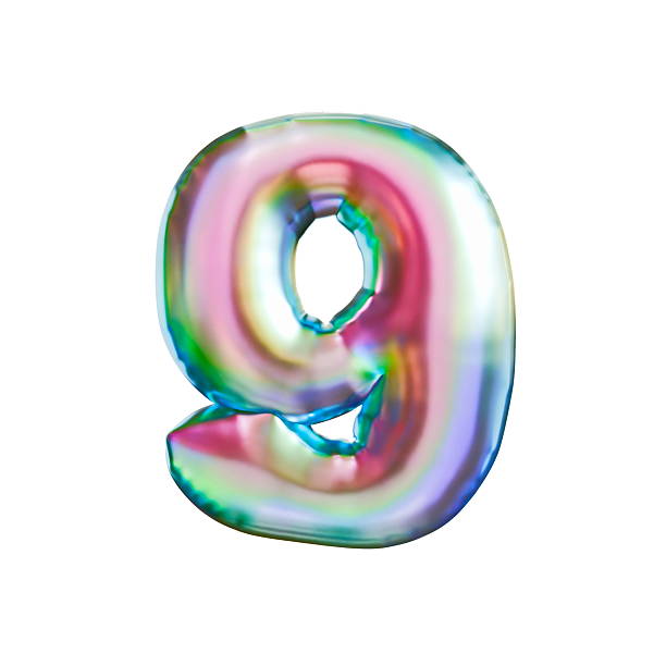 istock Tricolor gradient holographic metal font Number 9 NINE 3D 2233129899