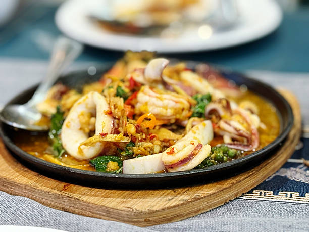 istock Thai Spicy Seafood Salad (Pad Thai) on plate 2233130761