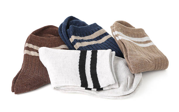 istock Pairs of folded soft socks isolated on white 2233133821